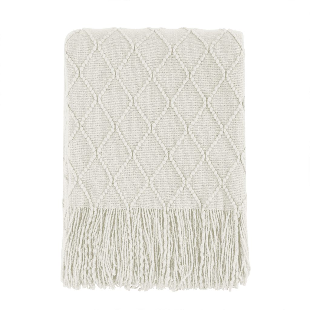 Bourina Rhombus Beige Throw Blanket, Soft and Lightweight, 50"x 60"
