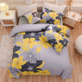 Yellow Floral Comforter Set Queen Flower Bed Set Adult Soft Botanical Boho Bedding Set