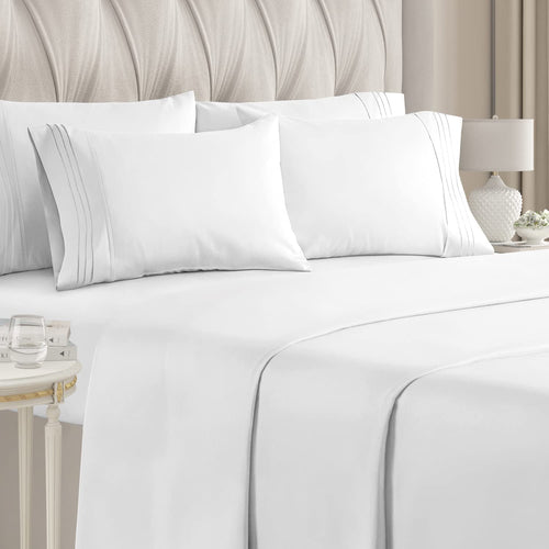 CGK Linens 6-Piece Breathable and Cooling Sheet Set With Extra Matching Pillowcases - King Size Bed Sheets Fits 8"-16...