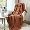 CREVENT Farmhouse Rust Knit Throw Blanket for Couch Sofa Chair Bed Home Decoration, Soft Warm Cozy Light Weight for Spring Summer Fall (50''