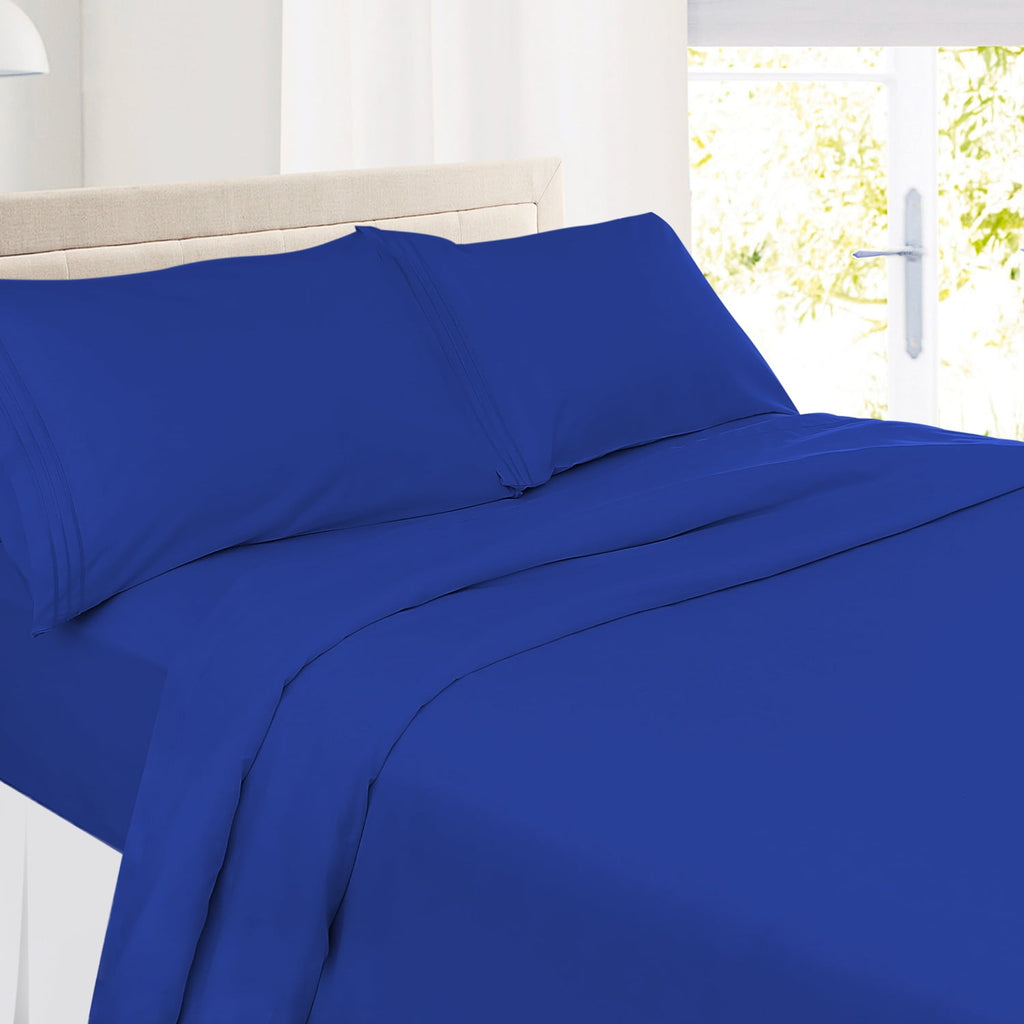 Premier 1800 Microfiber Collection 3-Line Bed Sheet Set, Full Size, Royal Blue