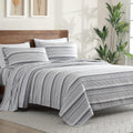 ClevaHome 3-Piece Twin Microfiber Classic Stripe Bed Sheet Set, Super Soft, Breathable Stripe Bedding with 16 inches Deep Pocket, Stone Stri