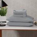 Soft Finish Microfiber Percale Queen Bed Sheet Set – 4-Piece Lightweight, Wrinkle-Resistant, Quick-Dry, Light Gray