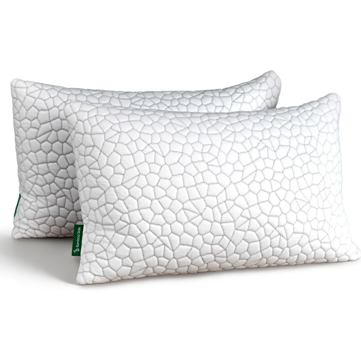 Shredded Memory Foam Pillows for Sleeping, Bed Pillows Queen Size Set of 2 Pack Adjustable for Side and Back Sleeper with Washable Removable
