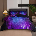 Galaxy Comforter Set Outer Space Purple Starry Sky Night Pattern Bedding Set for Girls Boys Kids Teens Twin Size with...