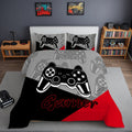 Gaming Comforter for Kids Boys Teens Video Game Bedding Set Gamer Comforter Gamepad Comforter Set Full Size Red Black...