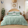 3 Pieces Sage Green Floral Comforter Sets, 1 Botanical Flowers Reversible Comforter and 2 Pillow Shams, Queen Size Be...