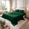 Bed Sheet Set Twin 3 Piece Hunter Green Breathable Soft Cotton Jersey Sheets with Deep Pockets, Unisex