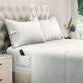 Bed Sheets Set - Queen Size Sheet with Side Pocket - 4pcs Set, 15 inches, White