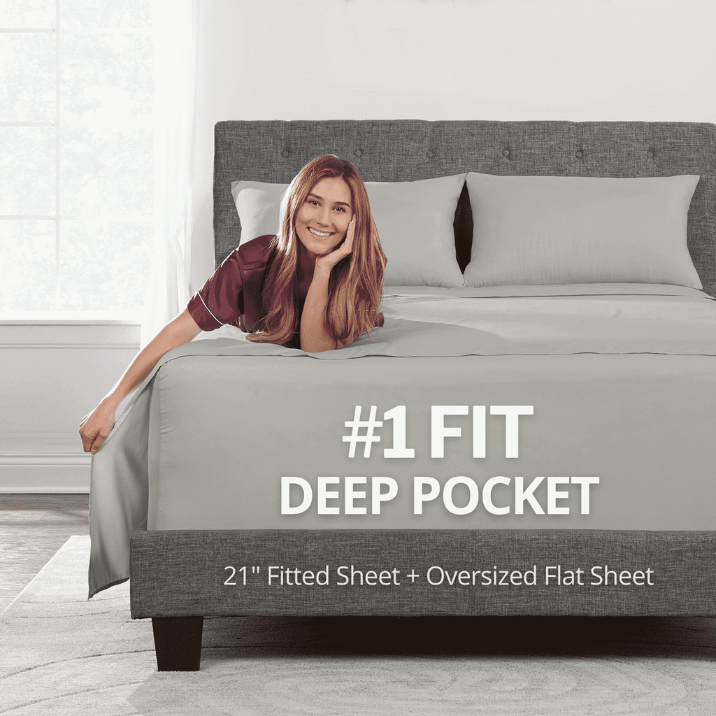 Bedding 21” King Extra Deep Pocket Sheets - Deep King Fitted Sheet - Super And Ultra Deep Sheet - For Deep Mattress -...