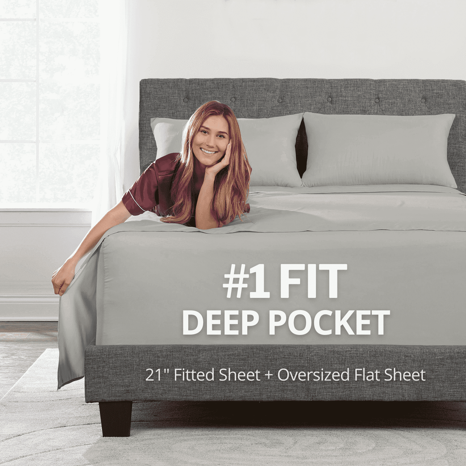 Bedding 21” King Extra Deep Pocket Sheets - Deep King Fitted Sheet - Super And Ultra Deep Sheet - For Deep Mattress -...