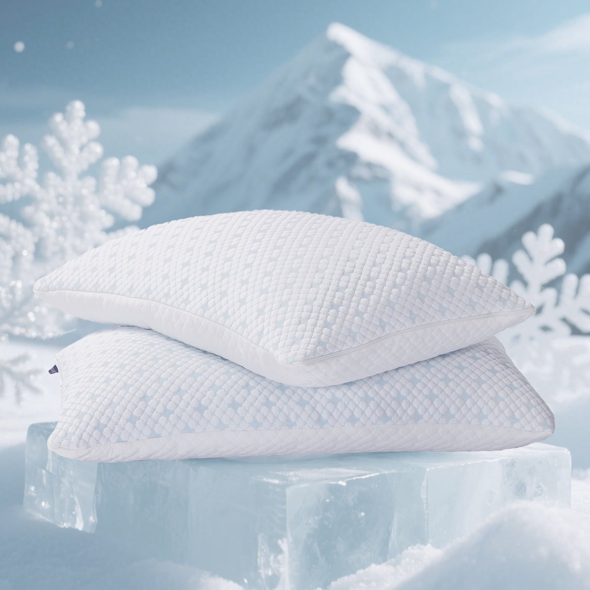 EGOHOME 2-Pack Adjustable Cooling Bed Pillows, Shredded Memory Foam Pillows Set of 2, Standard Queen, Dual Sides