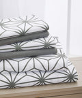 Elegant Comfort Bed Sheets Full Gray Texture/Embroidery 1500 Thread Count Microfiber