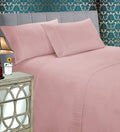 4 Pieces Bed Sheet Set With Flat Fitted and 2 Pillowcases King-Dusty Rose