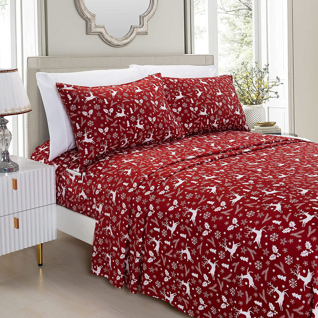 Luxury Soft Bed Sheets Holiday Pattern 1500 Thread Count Percale Egyptian Quality Softness Wrinkle and Fade Resistant...