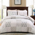 3-Piece Patchwork King Size Comforter Set, Microfiber Bedding Down Alternative Comforter for All Seasons with 2 Pillo...