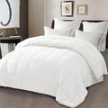 Queen Comforter Set White, 3-Piece Solid Comforter Duvet Insert with Corner Tabs, Lightweight Bedding Down Alternativ...