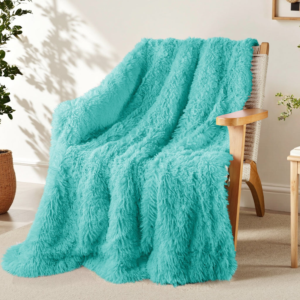 Fuzzy Faux Fur Throw Blanket, Reversible Shaggy Sherpa Fleece Blankets,Fluffy Plush Warm Throws for Couch, Bed, 50x60...