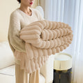 Extra Large Throw Blanket for Couch Home Office Hotel 100% Cotton Super Soft Blanket for Adult 47"x70" Khaki
