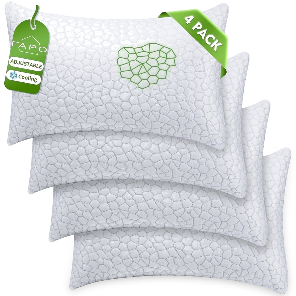 Queen Size Bed Pillows 4-Pack,3.3lb Shredded Memory Foam Filled,Hyper Soft & 3D Breathable Cooling Desigh Cover Fitti...