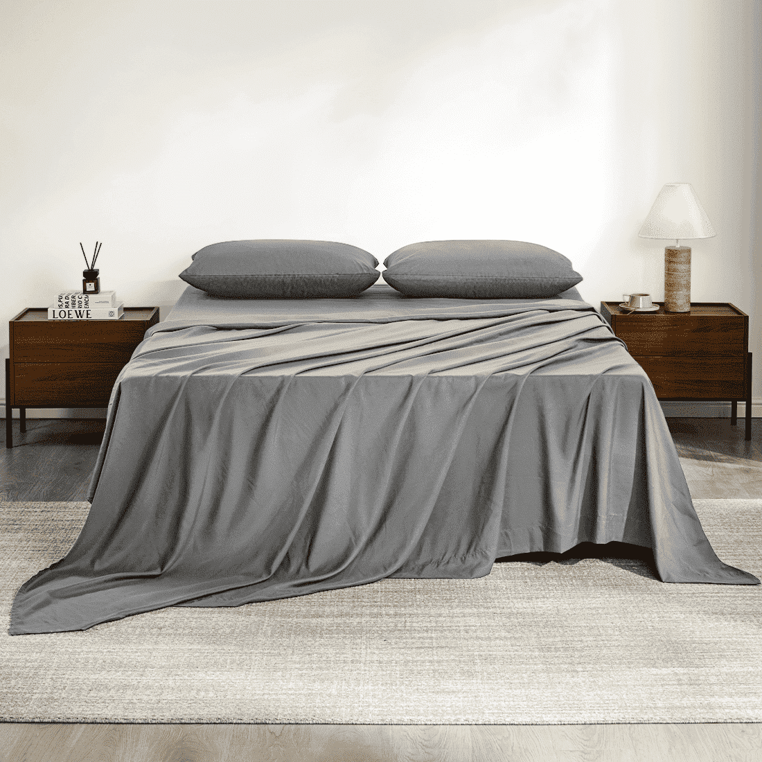 Full Size Bed Sheets,Z-hom 4 Piece  Sheets 14” Deep Pocket Sheet & Pillowcase Sets Soft Microfiber Luxury Bedding Fitted Sheet Water Washed,
