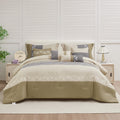 7 Piece Embroidery Design Bed-in-a-Bag, Taupe Queen Size Ultra Soft Comforter Set for Adults
