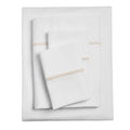 4-Piece 300 Thread Count White Pima Cotton Bed Sheet Set with Tan Hem, Full , Adult/Teen