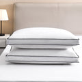 Gusseted Feather Down Pillow Set of 2, Medium Firm Hotel Bed Pillows 2 Pack, Queen Size for Side Sleepers, 20 x 30 in