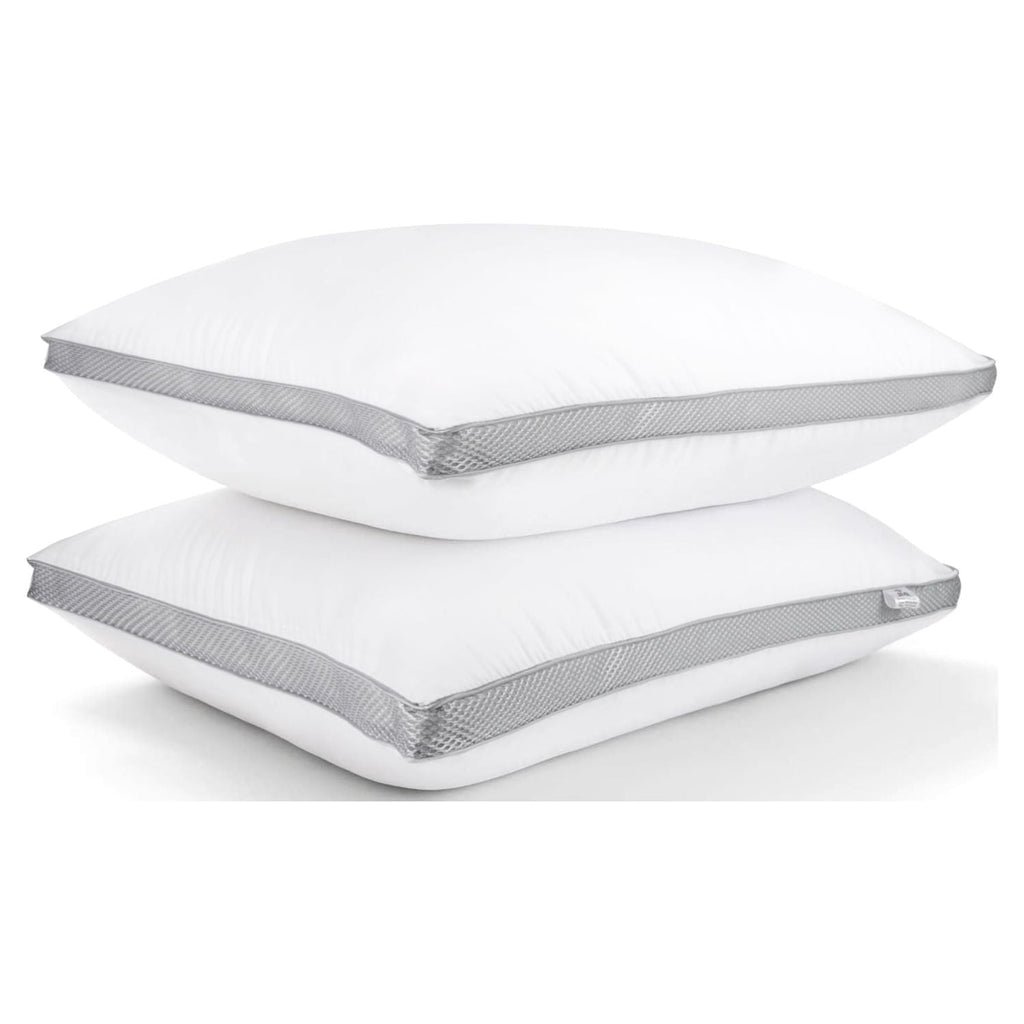 2 Pack Cotton Down Alternative Pillows,Queen Size Bed Pillows Gusseted Hypoallergenic