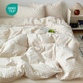 JOLUSERE Soft Beige White Plaid Comforter Twin Sets, 2 Pieces Breathable Plaid Buffalo Checkered Comforter for All Season
