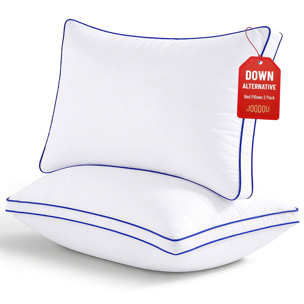 JOODOU Pillows Queen Size Set of 2 Bed Pillows 2 Pack Down Alternative Hotel Pillows for Side Sleepers and Back Sleepers Gusseted Cooling Pi