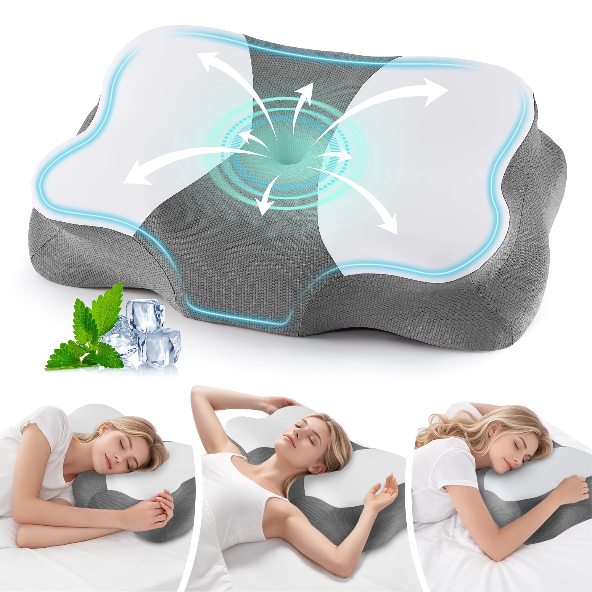 KAIPARA Memory Foam Cervical Pillow for Sleeping Support - Orthopedic Bed Pillow for Neck, Shoulder Pain Relief, Adults, Side Sleeper Pillow