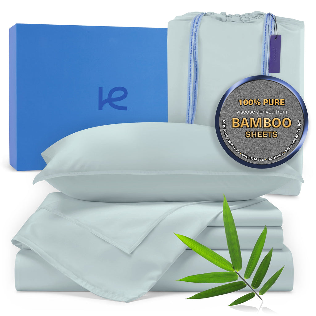 Kickoff Viscose Bamboo Sheets Twin Size 3-pc 100% Organic Bamboo Viscose Bed Cooling Sheets Twin Size Set Cool Bedding for hot sleepers shee