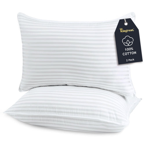100% Cotton Kids Size Bed Pillows Set of 2 - Premium Down Alternative Cooling Pillows for Side, Back, and Stomach Sle...