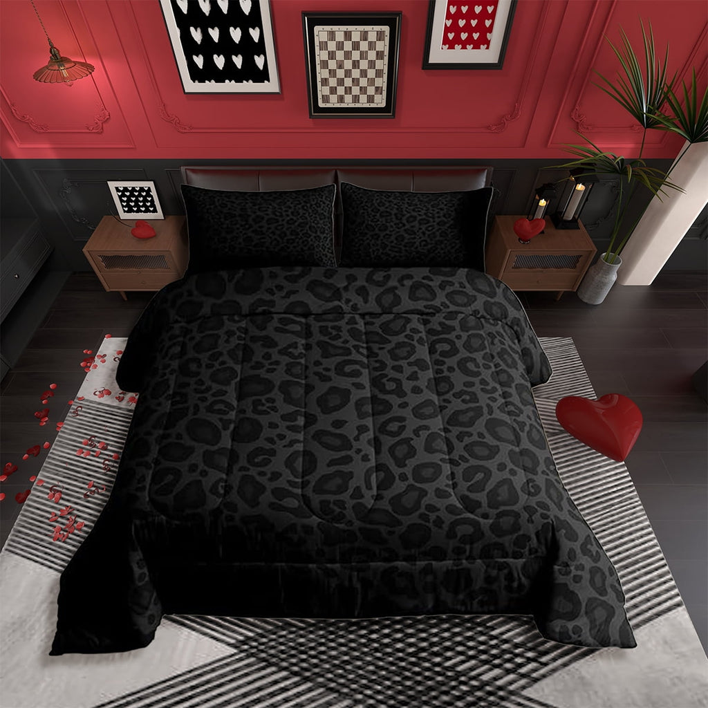 Leopard Print Comforter Set Full Size,Abstract Cheetah Texture Bedding Set,Women Room Decor,Rustic Farmhouse Retro Do...