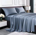 Luxury Bamboo Bed Sheets Set Full 4 Pcs for Adult,Soft&Cool,16" Deep Pocket,Blue Gray