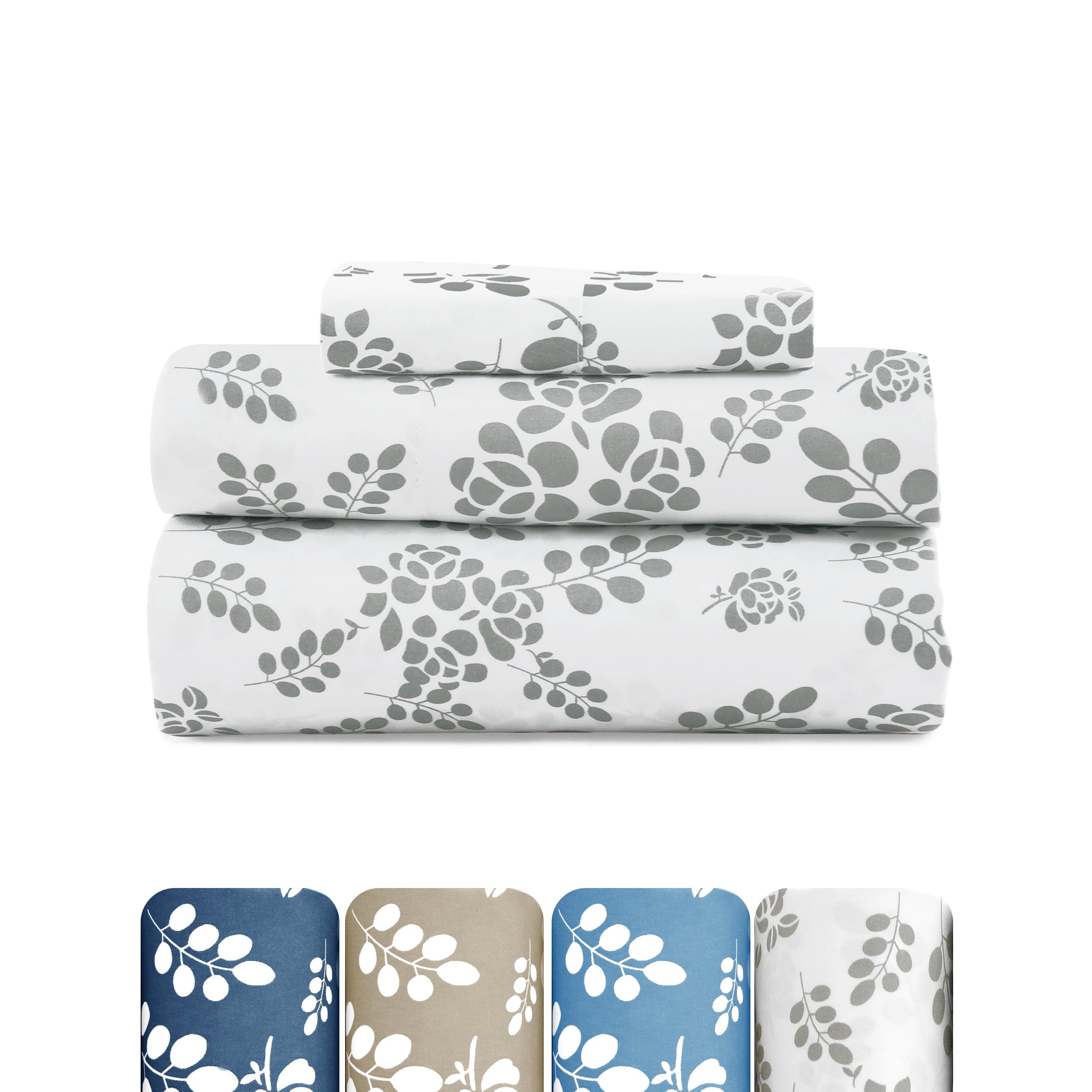 Lux Decor Twin Microfiber Bed Sheets - 3 Piece Floral Sheet Set, Soft Breathable Bedding, Wrinlkle Resistant, OEKO-TE...