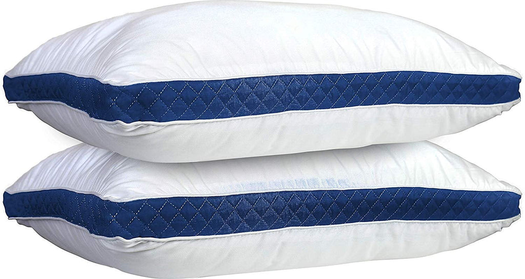 Lux Decor Collection Gusseted Quilted Bed Pillows - Set of 2 Premium Bed Pillows for Side Sleepers and Back Sleepers - 2 Pack (King Size, Na