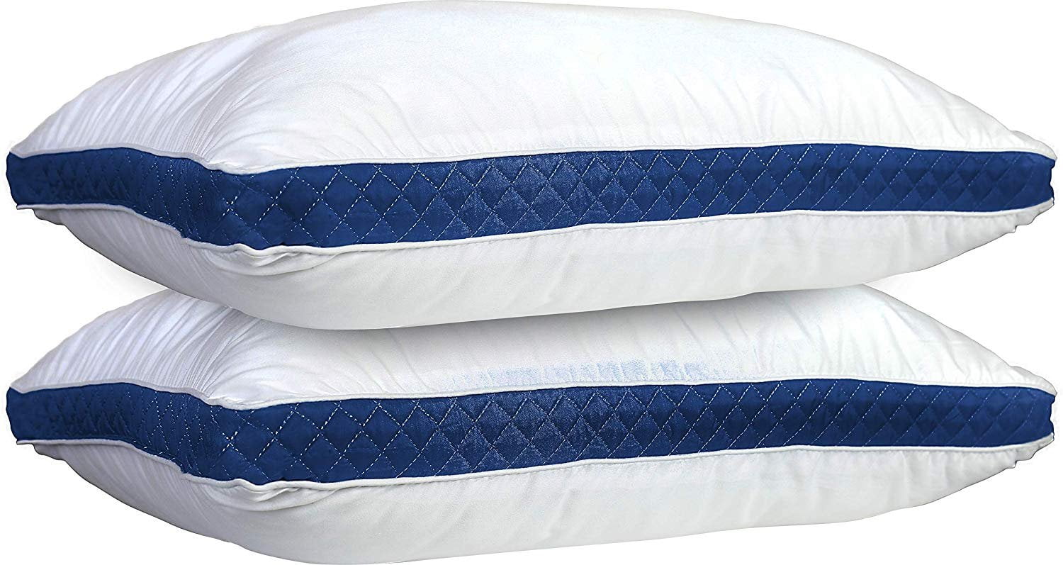 Lux Decor Collection Gusseted Quilted Bed Pillows - Set of 2 Premium Bed Pillows for Side Sleepers and Back Sleepers - 2 Pack (King Size, Na