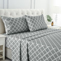 King Size Bed Sheets Set, ury 4 Piece Microfiber Deep Pocket Fitted Sheet, Flat Sheet & Pillowcases Bedding Sheets Se...