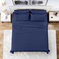 Queen Bed Sheets Set, 6 Pc Microfiber Bed Sheets, Extra Deep Pocket Queen Fitted Sheet, Flat Sheet & Pillowcases, Nav...