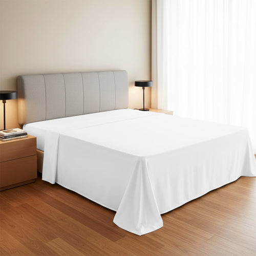 100% Organic Cotton Percale Flat Sheet Twin Size - 1 PC Flat Sheet, White - Crisp, Cool and Strong Bed Linen, Top She...