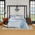 Full/Queen Comforter Set, All-Season, 5-Piece, Blue Matelasse Tonal Stripe