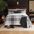 Full/Queen Comforter Set, All-Season, 5-Piece, Grey Plaid