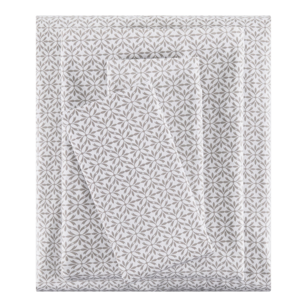 3-Piece 300 Thread Count Grey Flake Cotton Blend Bed Sheet Set, Twin XL