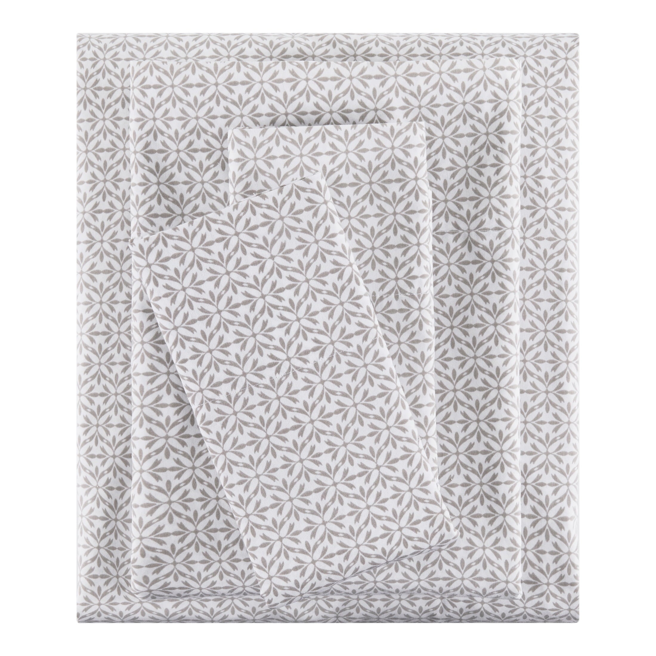 3-Piece 300 Thread Count Grey Flake Cotton Blend Bed Sheet Set, Twin XL