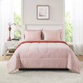 7-Piece Reversible Bed in a Bag Comforter Set with Sheets, Pink, Queen