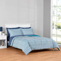 Mainstays All in One Reversible Comforter and Sheet Set- 7 Piece, Queen, Blue Pinstripe