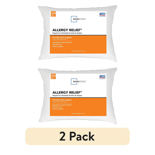 Allergy Relief Bed Pillows, Standard/Queen - Firm Support, Back and Side Sleeper (2 Count)