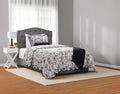 Mainstays Floral Scallop 4-Piece White/Black Comforter Set, Twin/Twin XL